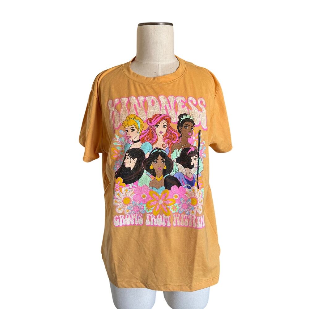 Disney Princess T-Shirt Womens Large Orange Kindness Grows Graphic Top Tee